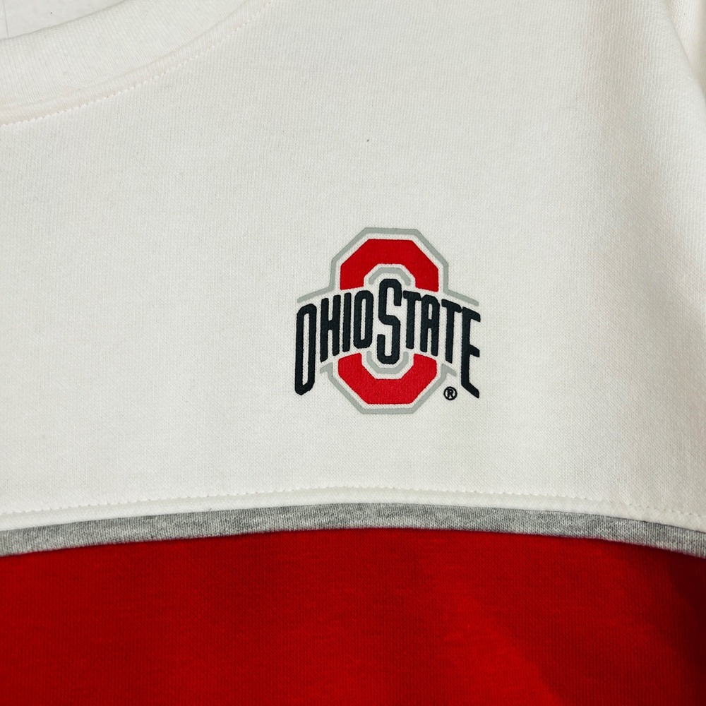 Champion The Ohio State Buckeyes Sweatshirt Red White Colorblock Mens Large NEW - Picture 2 of 11